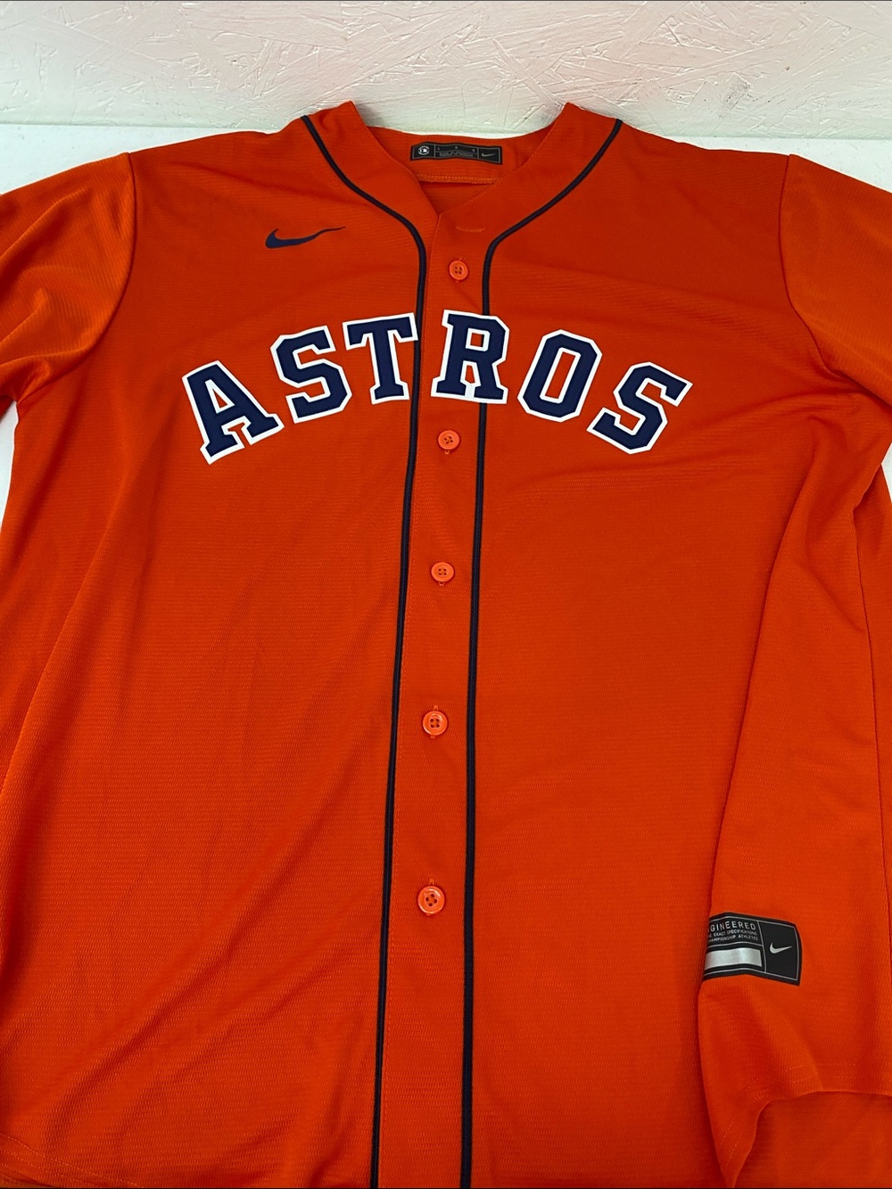 Nike Orange Astros Button-Up Baseball Jersey